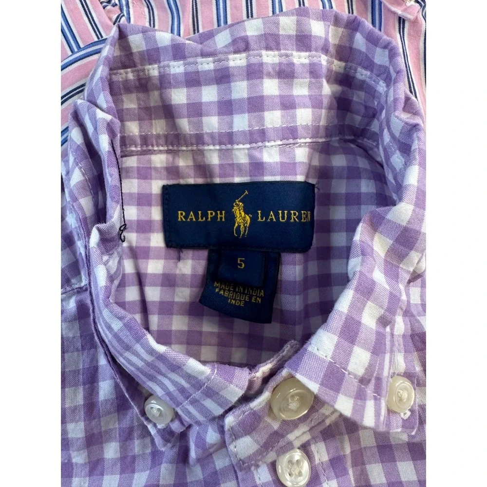 RALPH LAUREN Long Sleeve Preppy Button Down Shirts Bundle Plaid Stripes 5
